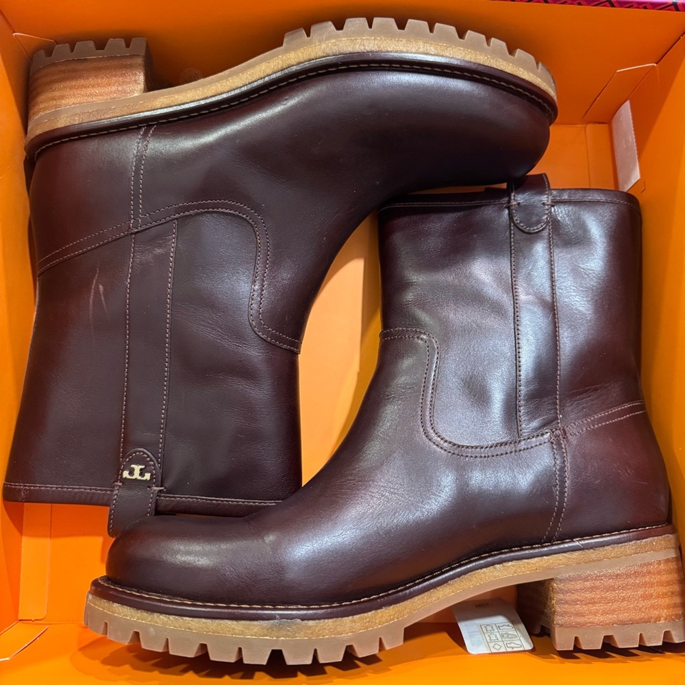 Size 10 Tory Burch leather brown heeled boots